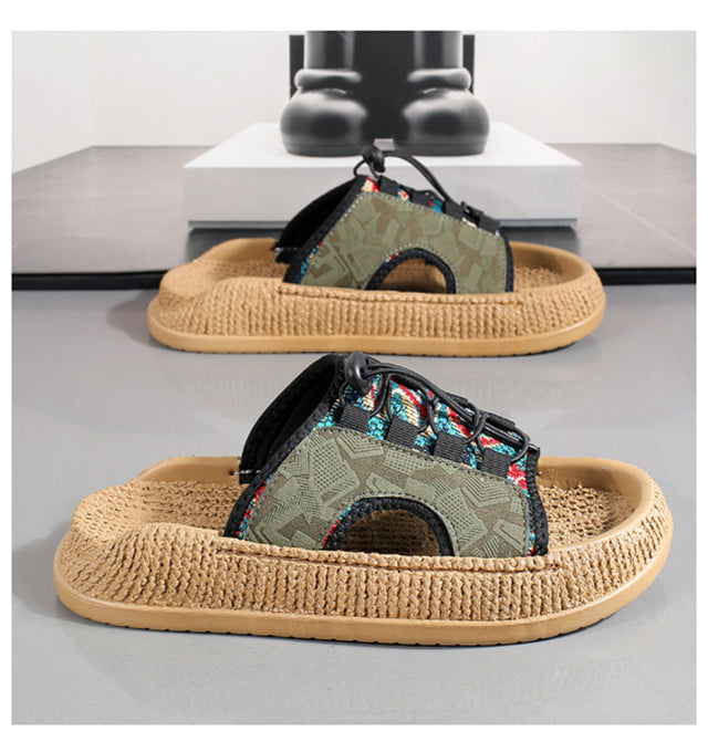 ANSHOE ColorBlock Woven Sport Sandals in Black, catalog detail image