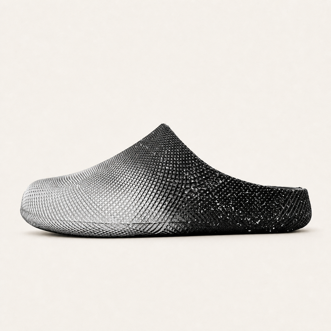ANSHOE AirWeave EVA Mesh Comfort Slides in Black/Silver, side profile
