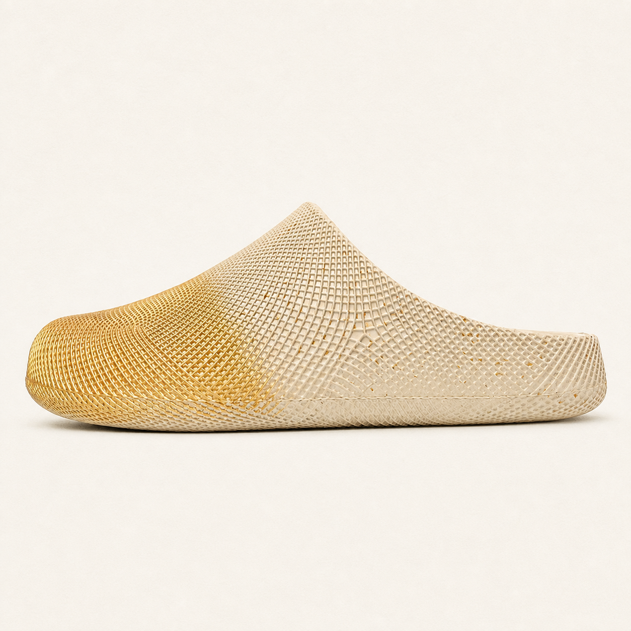 ANSHOE AirWeave EVA Mesh Comfort Slides in Cream/Gold, side profile