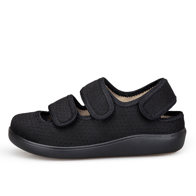 ANSHOE ComfortFit Women's Adjustable Wide Walking Sandals in Black - 3-2 view
