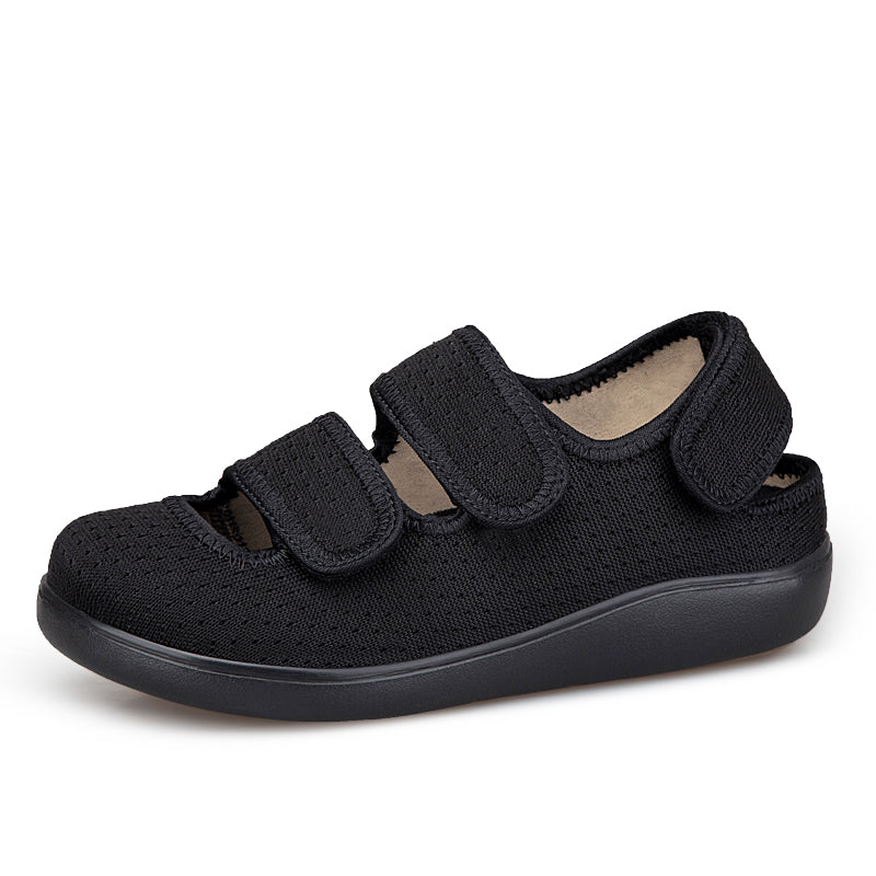 ANSHOE ComfortFit Women's Adjustable Wide Walking Sandals in Black - 3 view