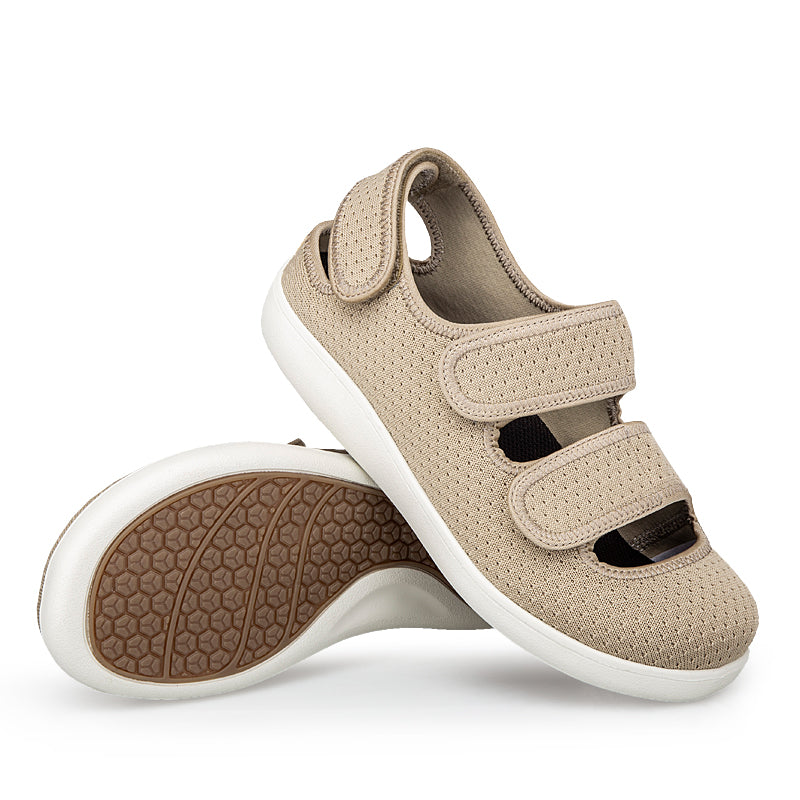 ANSHOE ComfortFit Women's Adjustable Wide Walking Sandals in Khaki - 4-1 view