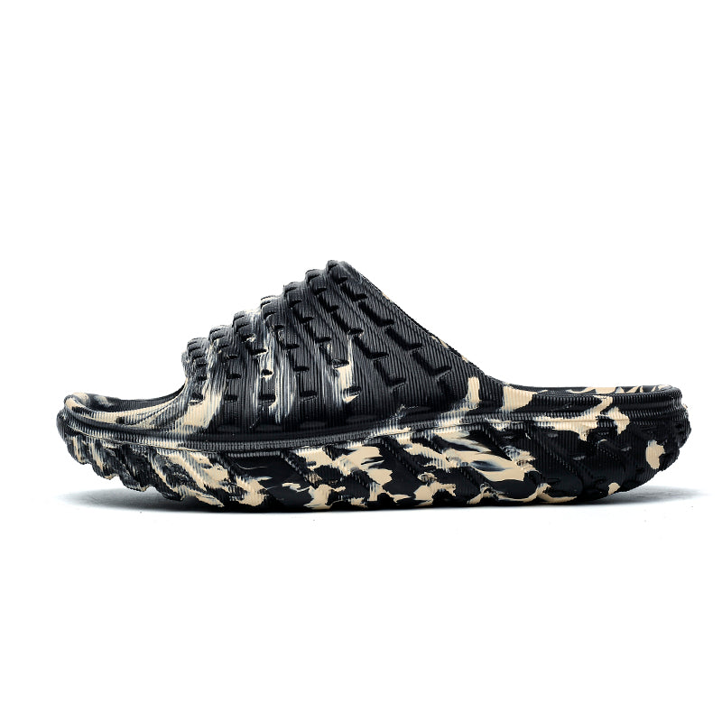 ANSHOE Camo Trail Sport Slides in Black Camo, catalog hero image