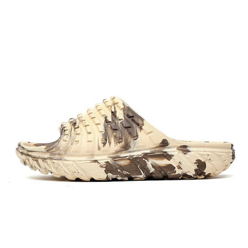ANSHOE Camo Trail Sport Slides in Black Camo, catalog detail image