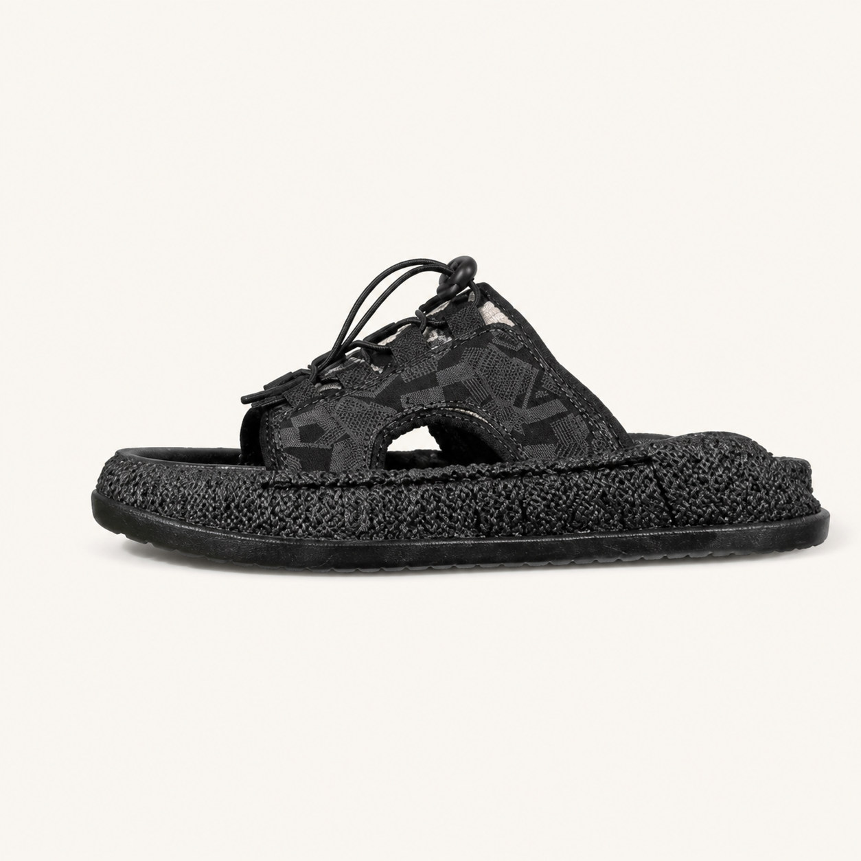 ANSHOE ColorBlock Woven Sport Sandals in Black, catalog hero image