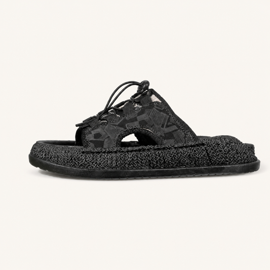 ANSHOE ColorBlock Woven Sport Sandals in Black, catalog hero image