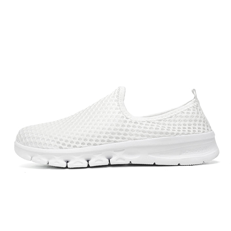ANSHOE AirMesh Wide-Fit Knit Sneakers in White, catalog hero image