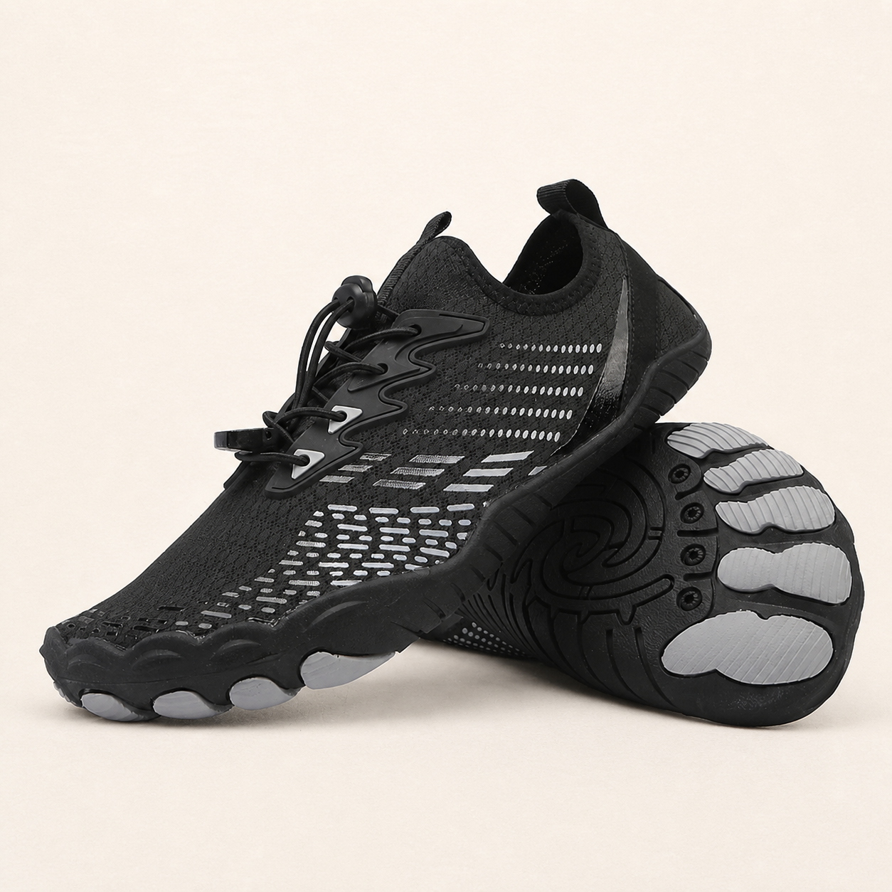 ANSHOE AquaCore Knit Water Sneakers in Black, catalog hero image