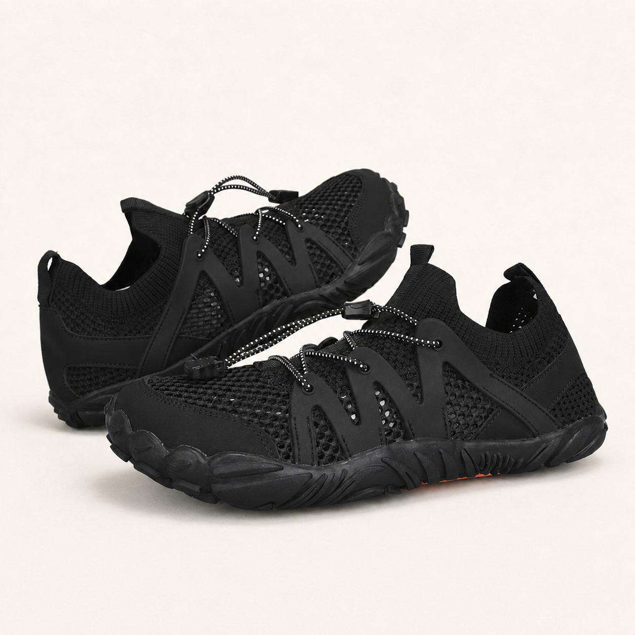 ANSHOE TrailGrid Outdoor Knit Sneakers in Black, catalog hero image