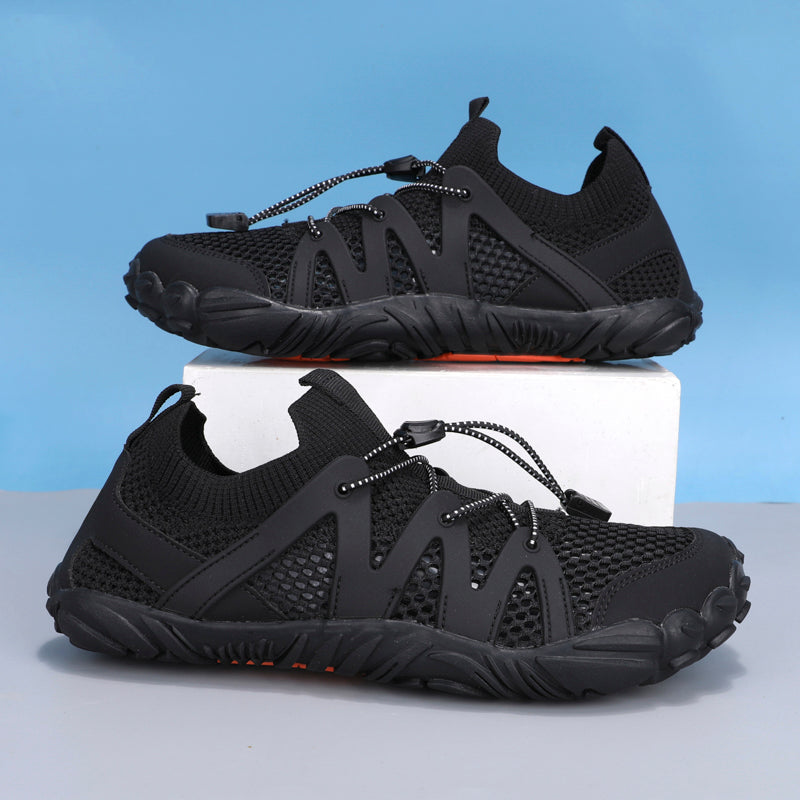 ANSHOE TrailGrid Outdoor Knit Sneakers in Black, catalog detail image